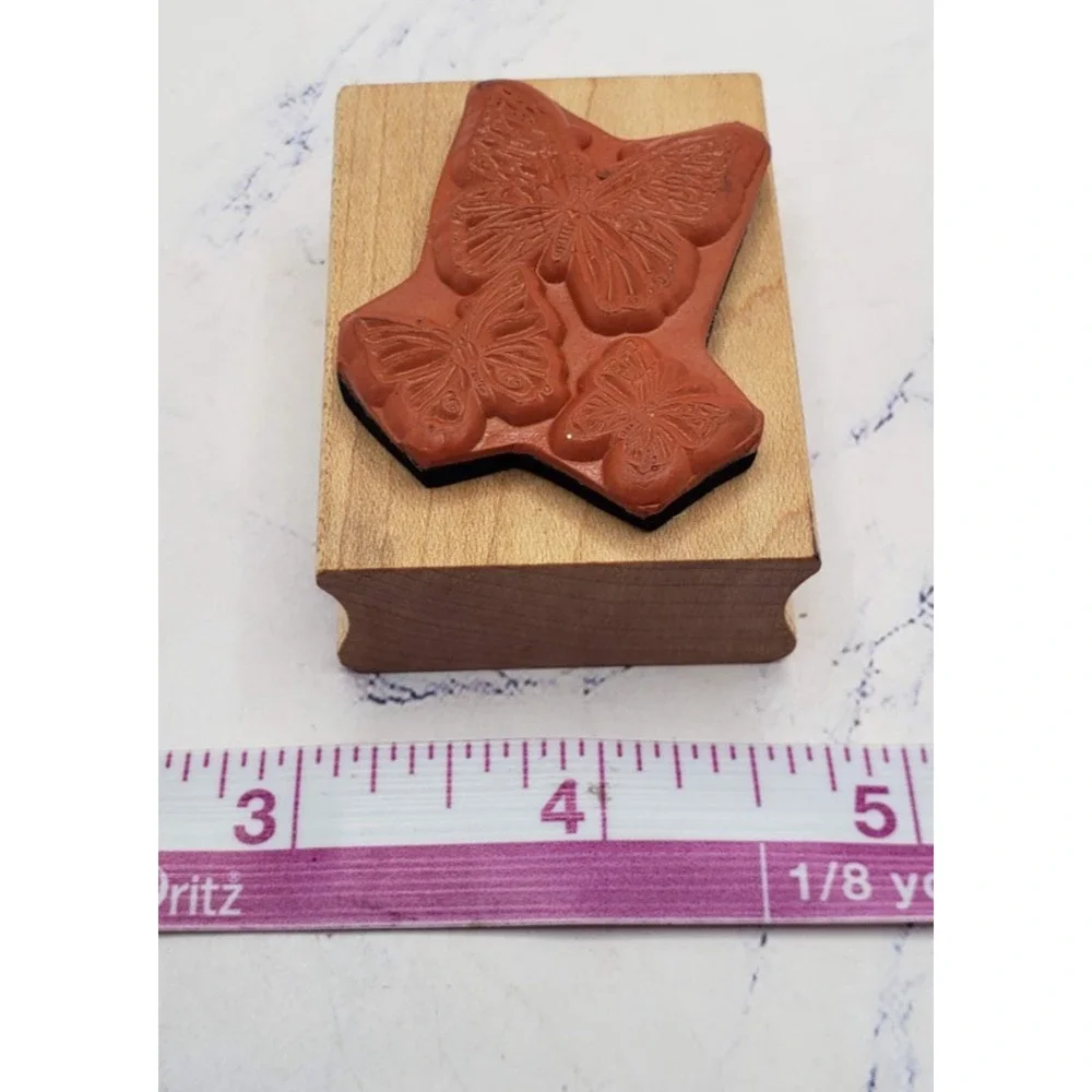 Stampcraft Butterfly Bunch Trio Wood Mounted Rubber Stamp 440E12 Garden Nature